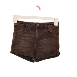 MNG Mango womens black cuffed denim jean shorts size 4